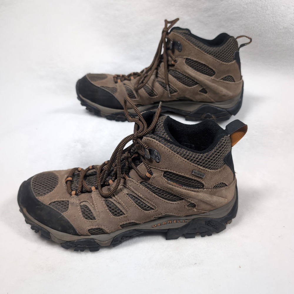 Merrell Moab Mid Waterproof Mens 11.5 Earth Brown Hiking Boots Vibram J88623